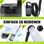 Spopal Tragbare Campingdusche [6000mAh] mit Pumpe, Temperaturanzeige & Duschkopf – Outdoor Set für Garten, Autowaschen, Strand & Reisen