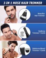 3-in-1 Nasenhaartrimmer für Herren & Frauen – USB Wiederaufladbar, Schmerzfrei, IPX7, Ohr- & Augenbrauen-Schneider