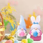 ENLACE 2 Stück Ostern Deko Wichtel, Handgemachte Plüsch Osterhasen Zwerg mit Eiern