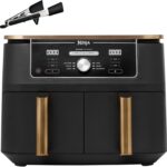 Ninja Foodi MAX Dual Zone Airfryer 9,5L – 6-in-1 Heissluftfritteuse, 2 Fächer, Antihaft, spülmaschinenfest, inkl. Zange, Kupfer/Schwarz