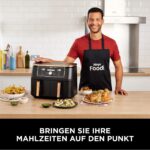 Ninja Foodi MAX Dual Zone Airfryer 9,5L – 6-in-1 Heissluftfritteuse, 2 Fächer, Antihaft, spülmaschinenfest, inkl. Zange, Kupfer/Schwarz