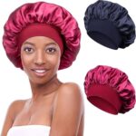 Kiiwah 2er-Set Satin Schlafmütze – Verstellbare & weiche Nachtmütze für Damen & Mädchen
