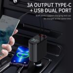 COCIVIVRE 4-in-1 Einziehbares Auto Ladegerät, 60W USB Zigarettenanzünder Adapter, Kompatibel mit iPhone, Galaxy & mehr