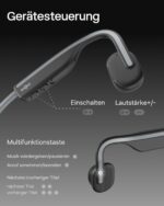 Was gehört zum Lieferumfang? OpenMove Knochenschall-Sport-Kopfhörer 5 Paar Aufkleber USB-C-Ladekabel Tragetasche