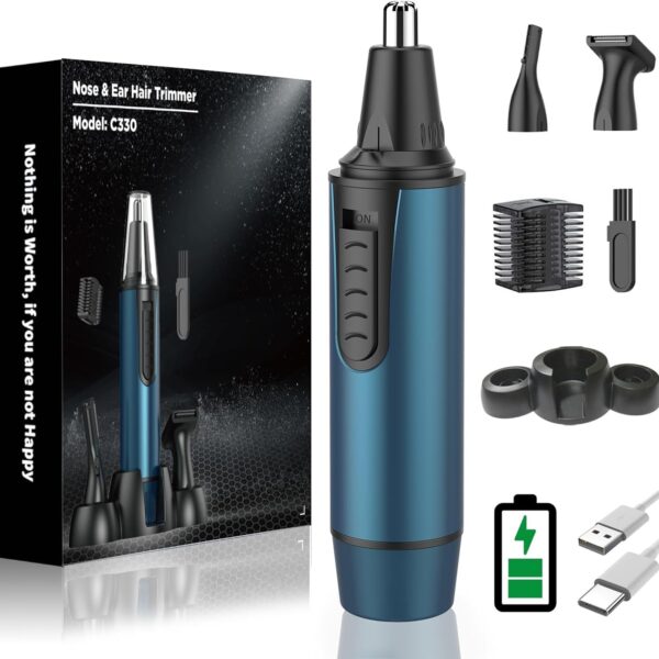3-in-1 Nasenhaartrimmer - Professioneller Ohr- & Nasenhaarschneider für Männer und Frauen,