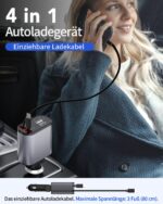 Aimtel Einziehbares 66W Auto Ladegerät – USB C Adapter für iPhone, Galaxy, Pixel & mehr