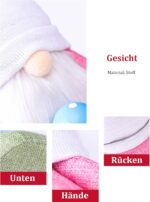 ENLACE 2 Stück Ostern Deko Wichtel, Handgemachte Plüsch Osterhasen Zwerg mit Eiern