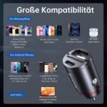 SYNCWIRE 90W Auto Ladegerät USB-C & USB [PD 45W & QC 45W] – Mini Metall Schnellladung für iPhone 15, Google Pixel 7, Samsung