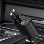 COCIVIVRE 4-in-1 Einziehbares Auto Ladegerät, 60W USB Zigarettenanzünder Adapter, Kompatibel mit iPhone, Galaxy & mehr