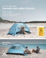 Qeedo Quick Palm Strandmuschel – Leicht, kompakt & UV80-Schutz | Schneller Aufbau für Strand & Kinder