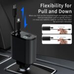 COCIVIVRE 4-in-1 Einziehbares Auto Ladegerät, 60W USB Zigarettenanzünder Adapter, Kompatibel mit iPhone, Galaxy & mehr
