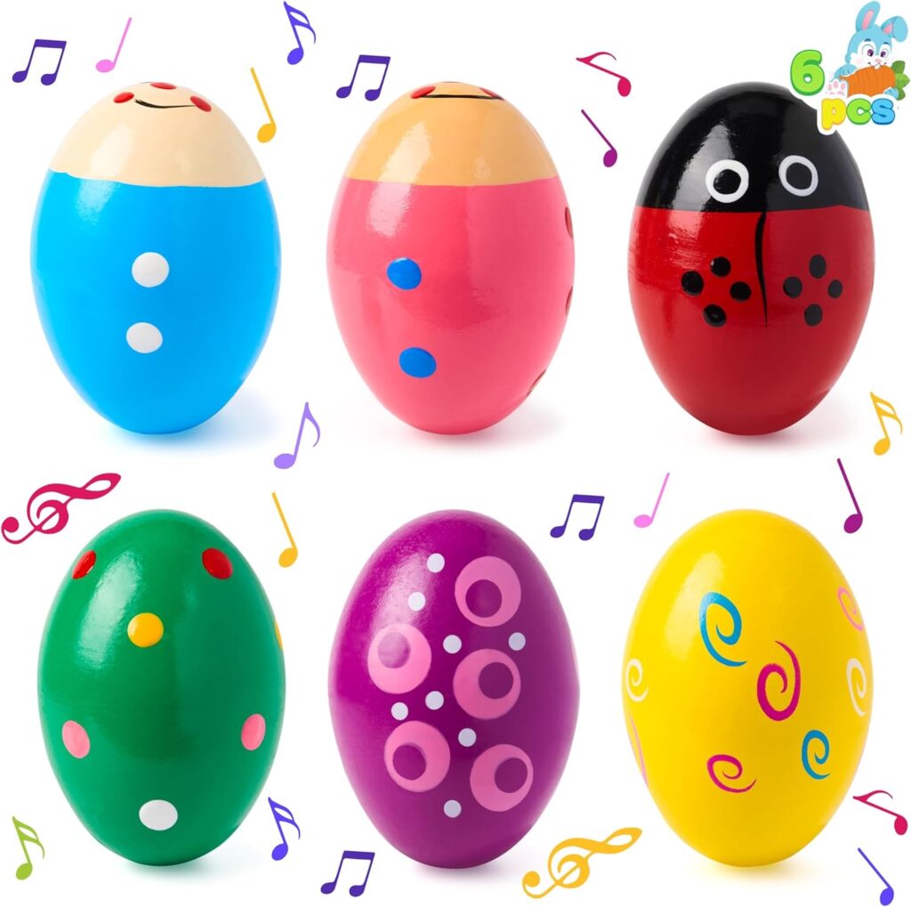 JOYIN Oster-Eierstreuer Maracas Set – 6 oder 12 Stück Musikinstrumente für Kinder & Deko
