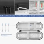 Reiseetui für Elektrische Zahnbürste (Braun Oral-B, Sonicare) - Hartschalen-Aufbewahrung mit Zubehör – Schwarz/Silber