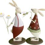 khevga Osterdeko Set – 2 Metall-Osterhasen