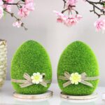 com-four®Osterdeko – Keramikfiguren mit Schleife & Blumen – Bild 2