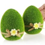 com-four®Osterdeko – Keramikfiguren mit Schleife & Blumen – Bild 5