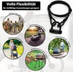 KOHLBURG 2m Kabelschloss – Zahlenschloss mit Stahlseil & Klettverschlüssen für Fahrrad, Garten & mehr