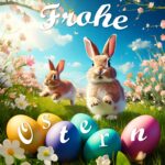com-four®Osterdeko – Keramikfiguren mit Schleife & Blumen – Bild 8