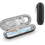 Reiseetui für Elektrische Zahnbürste (Braun Oral-B, Sonicare) - Hartschalen-Aufbewahrung mit Zubehör – Schwarz/Silber