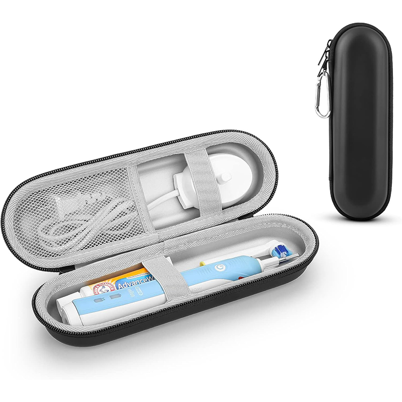 Reiseetui für Elektrische Zahnbürste (Braun Oral-B, Sonicare) - Hartschalen-Aufbewahrung mit Zubehör – Schwarz/Silber