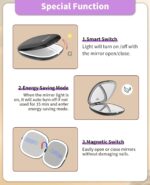 wobsion LED Reisespiegel 1x/10x – Dimmbar, USB, zweiseitig, 750mAh