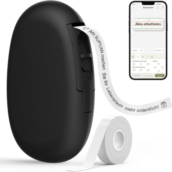 SUPVAN E10 Mini Etikettendrucker – Bluetooth, USB, Thermodruck, für Zuhause, Büro & Schule, iOS/Android