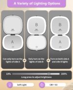wobsion LED Reisespiegel 1x/10x – Dimmbar, USB, zweiseitig, 750mAh
