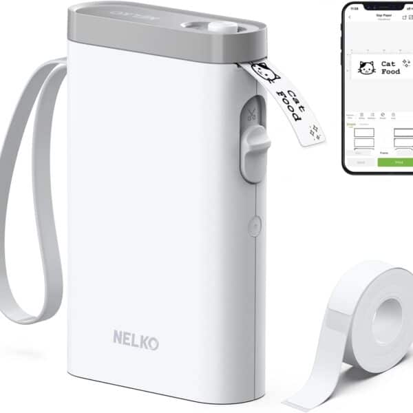 Nelko Bluetooth Etikettendrucker P21 – Tragbares Labelgerät für iOS & Android, selbstklebend, kabellos, mini