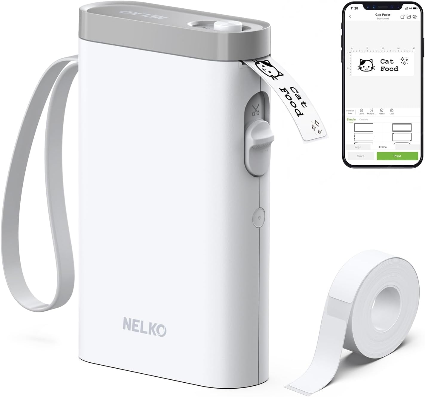Nelko Bluetooth Etikettendrucker P21 – Tragbares Labelgerät für iOS & Android, selbstklebend, kabellos, mini