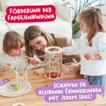 Nene Toys BALLFALL Gross – Montessori Holzspiel ab 3 Jahren mit Stäbchen, Würfel & Karten