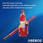 Arebos 2x Hydraulik-Auffahrrampe – Höhenverstellbar, 2 t, 245 mm Breite, mit Sicherheitsventil