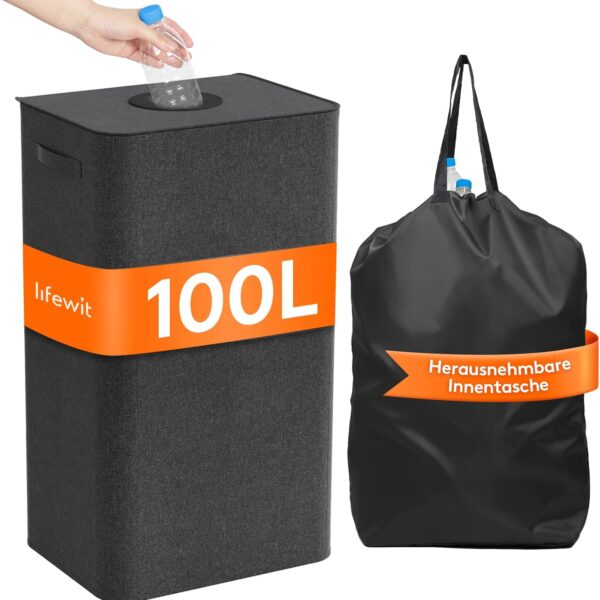 Lifewit Pfandflaschenbehälter mit Deckel – 80L, 100L Leergut- & Altglas-Aufbewahrung