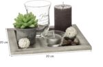 ootb Deko-Teelichtteller Set – Glas & Holz, 20×20×8 cm, Mehrfarbig