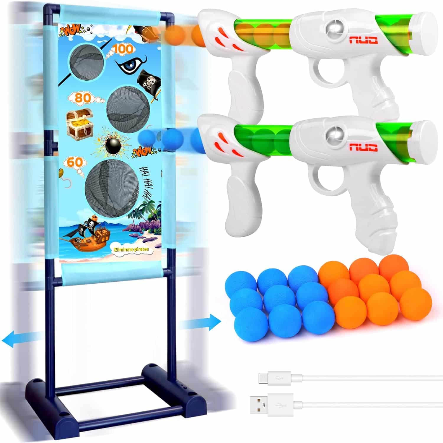 DX DAXIN Schiessspiel-Set mit beweglichem Ziel & 2 Pistolen – ab 5 Jahren