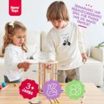 Nene Toys BALLFALL Gross – Montessori Holzspiel ab 3 Jahren mit Stäbchen, Würfel & Karten