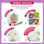 Nene Toys BALLFALL Gross – Montessori Holzspiel ab 3 Jahren mit Stäbchen, Würfel & Karten