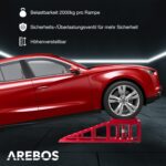Arebos 2x Hydraulik-Auffahrrampe – Höhenverstellbar, 2 t, 245 mm Breite, mit Sicherheitsventil