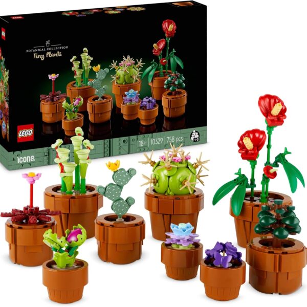 LEGO Icons Mini Pflanzen 10329 – 9 Baubare Blumen im Terrakotta-Topf, Botanical Collection Deko-Set für Erwachsene