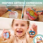 JOYIN Steine Bemalen Set für Kinder – 10 Steine & 18 Farben, inkl. Sticker & Glitzer – Kreatives Geschenk ab 6 Jahren