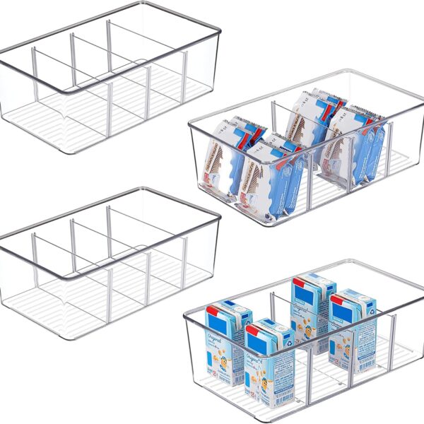 Vtopmart Kühlschrank Organizer Set, 2-4 Fächer, BPA-frei, stapelbar für Teebeutel, Snacks & Gewürze