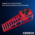 Arebos 2x Hydraulik-Auffahrrampe – Höhenverstellbar, 2 t, 245 mm Breite, mit Sicherheitsventil