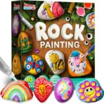 JOYIN Steine Bemalen Set für Kinder – 10 Steine & 18 Farben, inkl. Sticker & Glitzer – Kreatives Geschenk ab 6 Jahren
