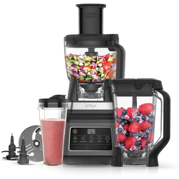 Ninja 3-in-1 Küchenmaschine & Mixer mit 5 Programmen: Mixen, Max Mixen, Hacken, Mischen, Pürieren, 1,8L Schüssel, 2,1L Krug, 700ml Becher, 1200W, spülmaschinenfest, Auto-iQ