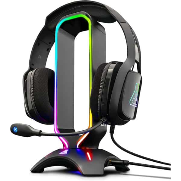 THE G-LAB K-Stand RADON – RGB Headset-Ständer mit USB-Hub & rutschfester Basis für PC/PS4/Xbox