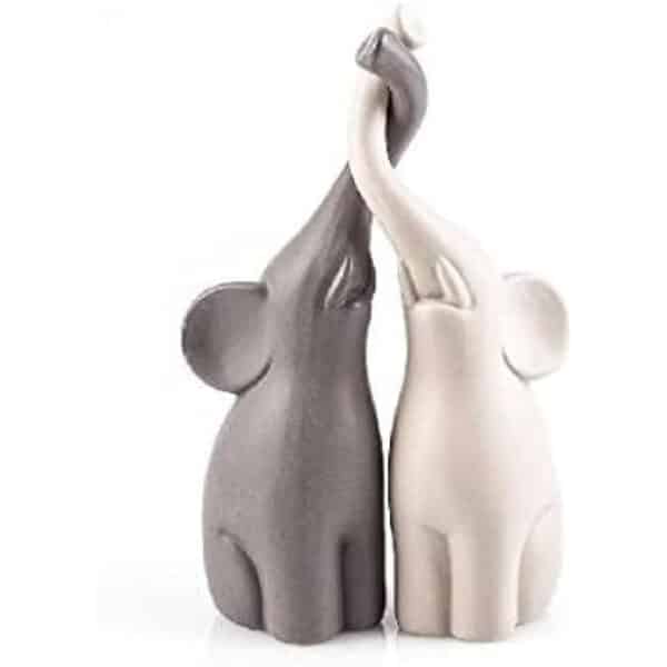 pajoma® Keramik-Elefanten 2er-Set – Beige & Grau, 25,5 cm