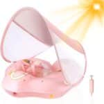 Baby Schwimmring mit Sonnendach SPF 50+ – Für 5-16 kg, mit Balance Ball zur Verhinderung des Umkippens.