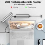 MOSUO Elektrischer Milchaufschäumer – USB, Edelstahl, Doppel-Schneebesen