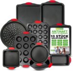 NutriChef Backblech-Set – Antihaft & stapelbar, ofen- & spülmaschinenfest, ohne Schadstoffe