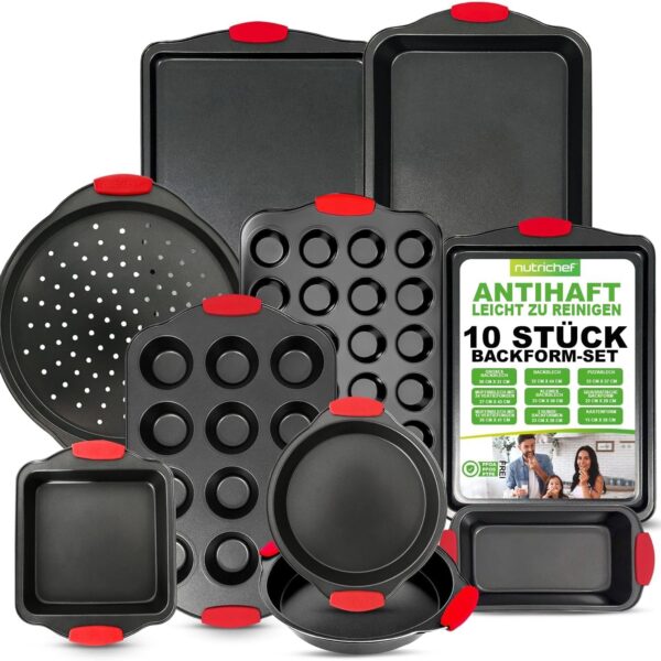 NutriChef Backblech-Set – Antihaft & stapelbar, ofen- & spülmaschinenfest, ohne Schadstoffe