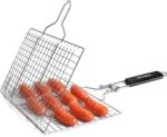 Penobon Fisch-Grillkorb aus Edelstahl - Faltbar & Tragbar mit Griff, Pinsel & Tasche